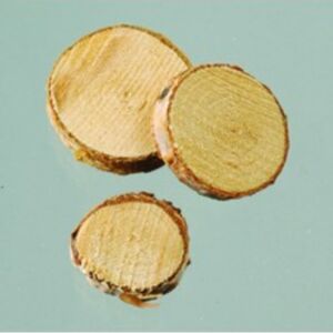Natuurlijke ronde houten schijfjes met bast, 1 tot 3 cm, 200 gram
