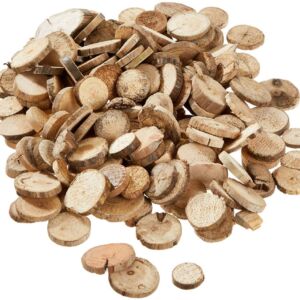 Natuurlijke ronde houten schijfjes met bast, 3 tot 5 cm, 350 gram