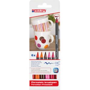 Edding porseleinstiften, assortiment 6 stuks, warm