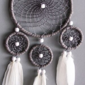 Dreamcatcher/dromenvanger, complete set, wit/grijs