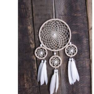 Dreamcatcher/dromenvanger, complete set, wit/beige
