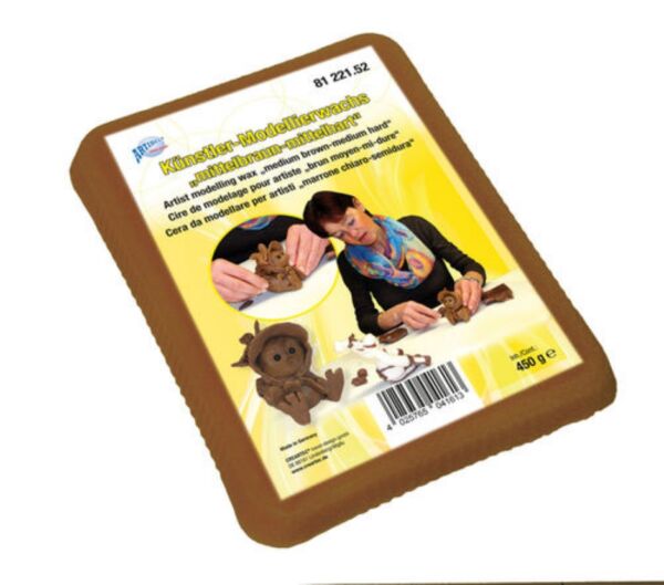 Modelleerwas/boetseerwas, 450 gram, medium, middelbruin