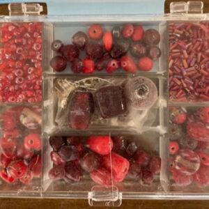 Glaskralen, mix, 7-vaks, rood