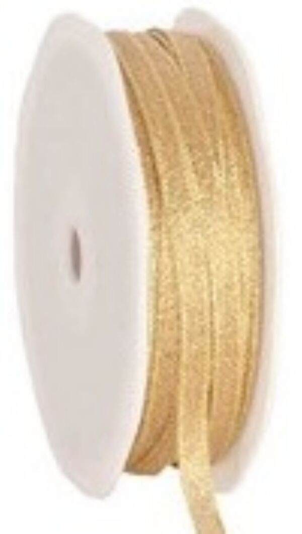 Brokaatlint, 6 mm, 50 meter, goud