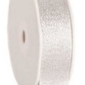 Brokaatlint, 25 mm, 20 meter, zilver