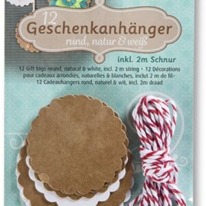 Labels/geschenkhangers, rond, 12 stuks