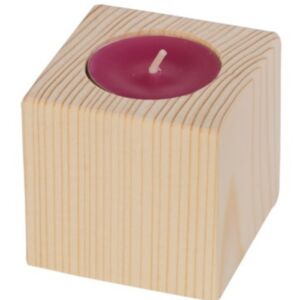 Houten kaarsenhouder kubus 6cm