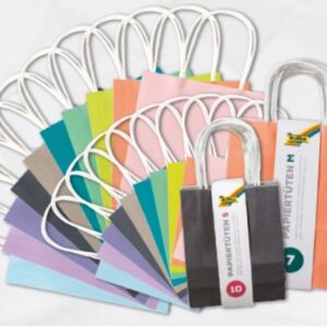 Papieren tasjes 18x21cm 20st assortiment pastel