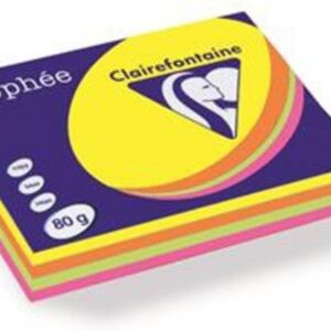 Clairfontaine teken-/offsetpapier A4, 80gr, 100vel assortiment fluor