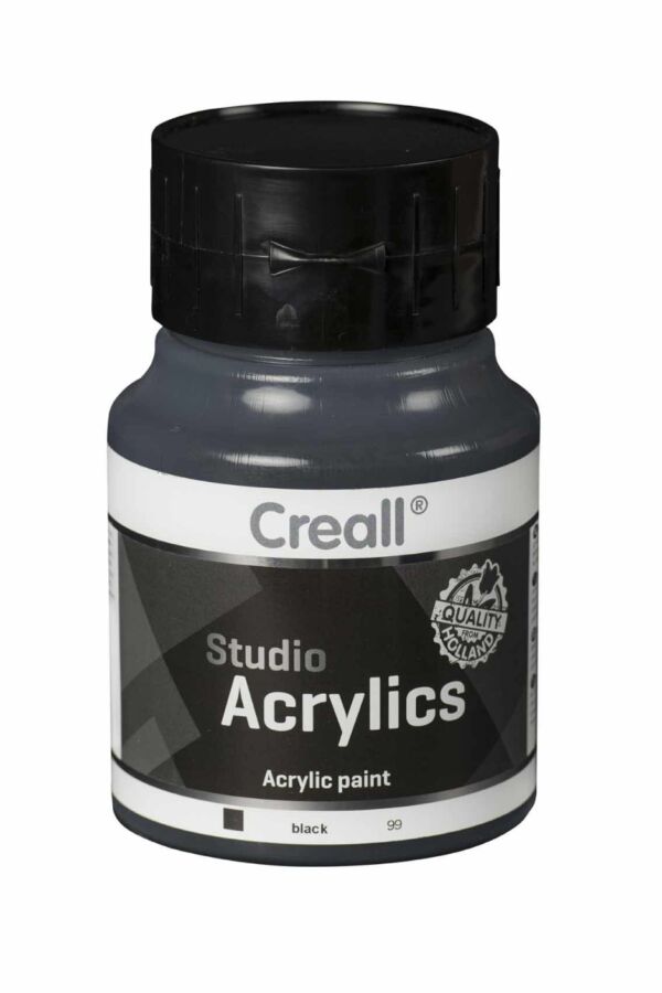 Creall studio acrylics, acrylverf, 500 ml, 99 zwart