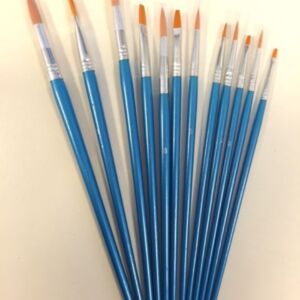 Synthetische penselen, rond en vlak, assortiment 12 stuks