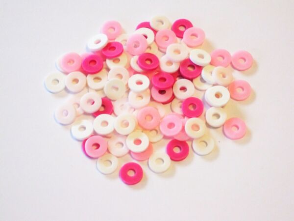 Katsuki, rubberen kralen/schijfjes, 6 mm, 100 stuks, roze-mix