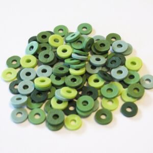 Katsuki, rubberen kralen/schijfjes, 6 mm, 100 stuks, groen-mix