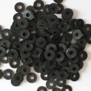 Katsuki, rubberen kralen/schijfjes, 6 mm, 100 stuks, zwart