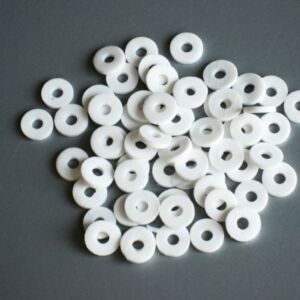Katsuki, rubberen kralen/schijfjes, 6 mm, 100 stuks, wit