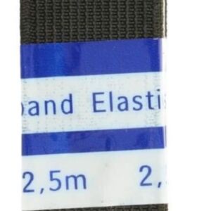 Breed elastiek / kousenband, 20mm, 2,5 meter, zwart