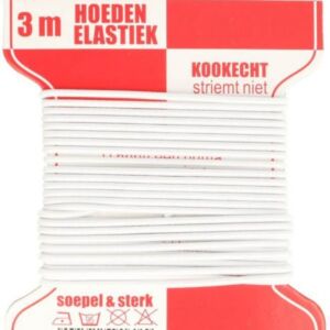 Rond elastiek, dikte 1,5 mm, lengte 3 meter, wit