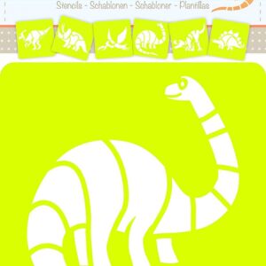 Kunststof sjablonen, 15 x 15 cm , set 6 st, dinosaurussen
