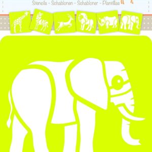 Kunststof sjablonen, 15 x 15 cm , set 6 st, afrikaanse savanne dieren