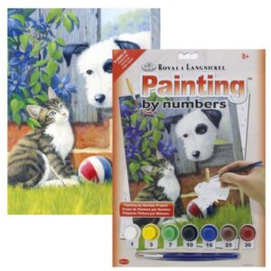 Schilderen op nummer 22.5 x 30 cm kat en hond