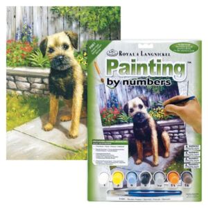 Schilderen op nummer 22.5 x 30 cm tuin puppy