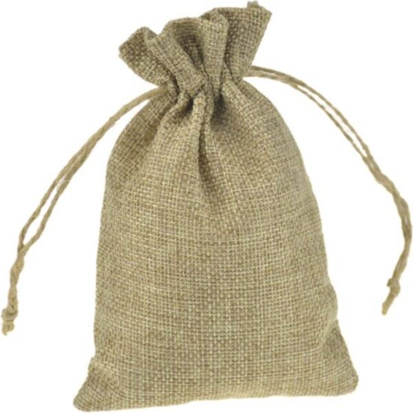 Jute zakje met sluitkoord 17 x 12 cm