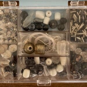 Glaskralen, mix, 7-vaks, zwart /wit