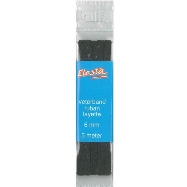OP=OP Elasta veterband, 6 mm, 5 meter, zwart