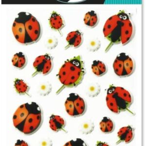 3D stickervel 7.5 x 12 cm, lieveheersbeestjes