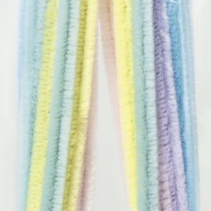 Chenilledraad, 50 cm x 8 mm pastel mix 10 stuks