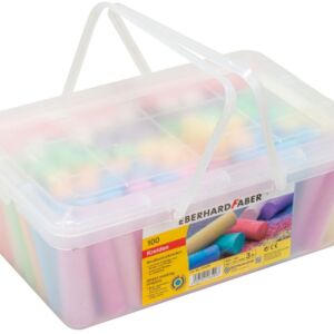 Eberhard Faber stoepkrijt, assortiment a 100 stuks, in handige bewaardoos