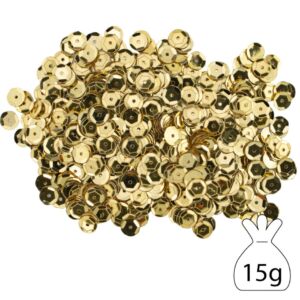 Cuvettes/pailletten/lovertjes, 8 mm, 15 gram, lichtgoud