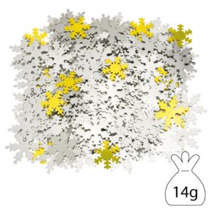 Strooimateriaal, 14 gram, sneeuwvlokken, goud / zilver