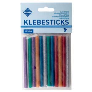 Lijmpatronen voor lijmpistool lage temperatuur, glitter gekleurd, 10cm, 12 stuks