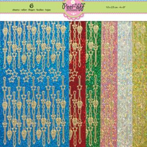 Peel - off stickervellen, 6 stuks assortiment, diamanten randen