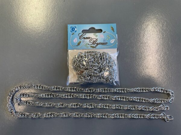 OUTLET Jasseron ketting alu, 5 x 10mm, 1 meter, zilver