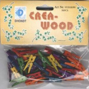 OUTLET Mini wasknijpers gekleurd, 45mm, 50 stuks