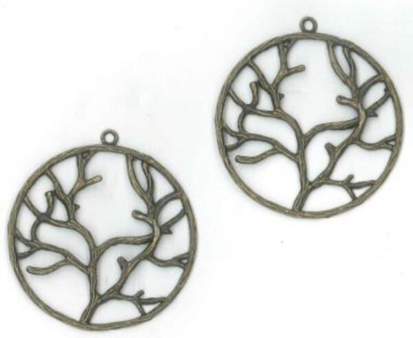 OUTLET Steampunk bedels/bedeltjes, boom groot, 2 st, oud brons