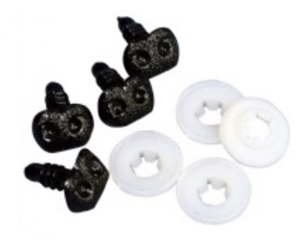 OUTLET Zwarte dierenneuzen, 10 stuks, 10mm