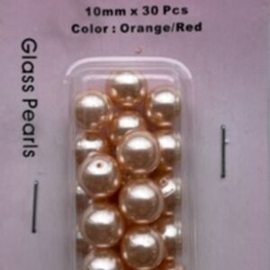 OUTLET Glasparels perzik, 10mm, 30 stuks