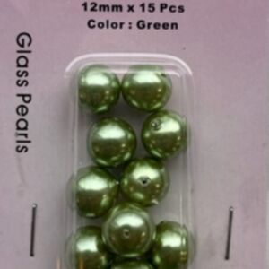 OUTLET Glasparels lichtgroen, 12mm, 15 stuks