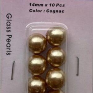 OUTLET Glasparels cognac, 14mm, 10 stuks