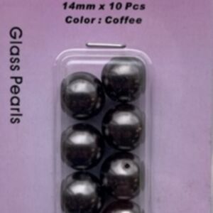 OUTLET Glasparels koffie, 14mm, 10 stuks