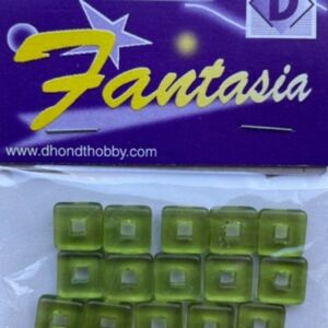 OUTLET Glaskralen plat vierkant 12 x 12 mm, 15 stuks, groen