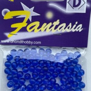 OUTLET Transparante glaskralen rond, 6mm, 80 stuks, blauw