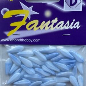 OUTLET Glaskralen liefdesblad, 6 x 16 mm, 40 stuks, opaalblauw