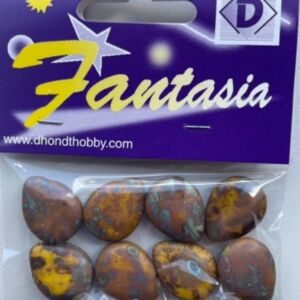 OUTLET Glaskralen druppel, 16 x 20 mm, 8 stuks, koper oxyd