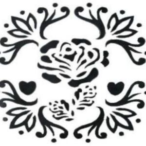 OUTLET Iron on flock motief, zwart, roos