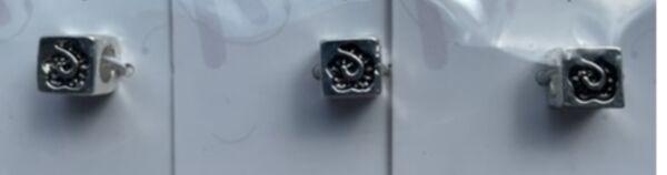 OUTLET Metalen sierkralen zilver, kubus/bloem, 3 stuks