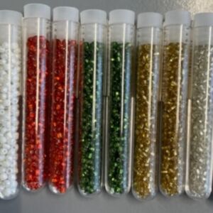OUTLET Glazen kraaltjes/ rocailles assortiment kerst, 3mm (8/0), 10 buisjes a 6 gram